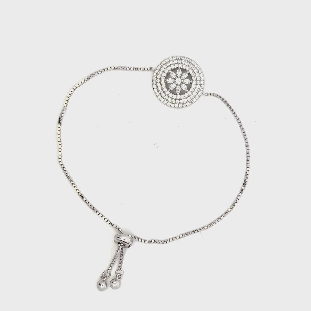 Rhodium wheel of life bracelet
