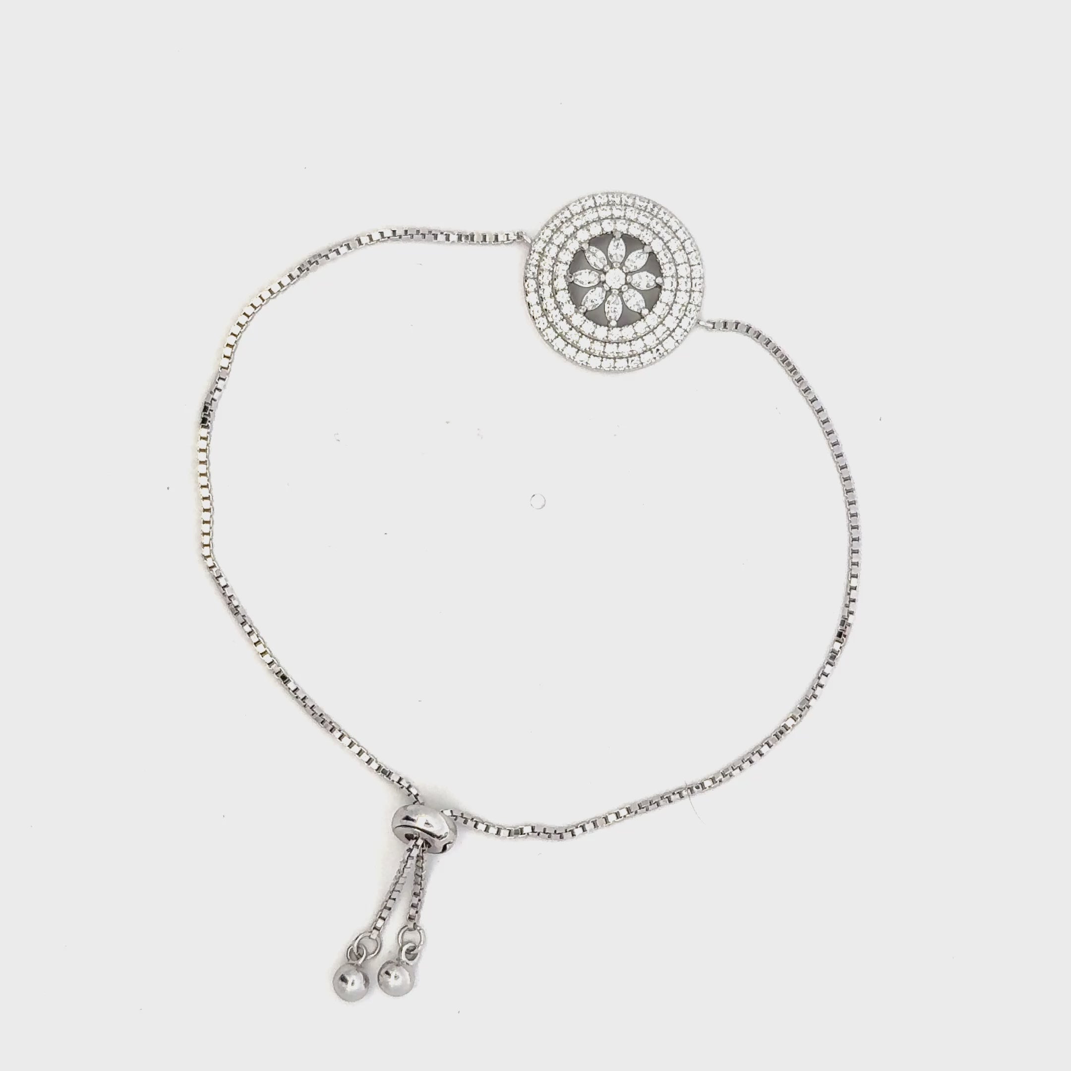 Rhodium wheel of life bracelet