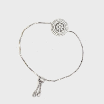 Rhodium wheel of life bracelet