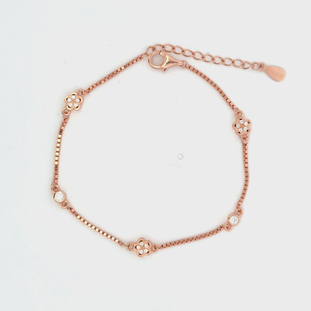 Single Stone Flower Rosegold Bracelet