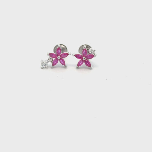 Star Red Stone Earrings
