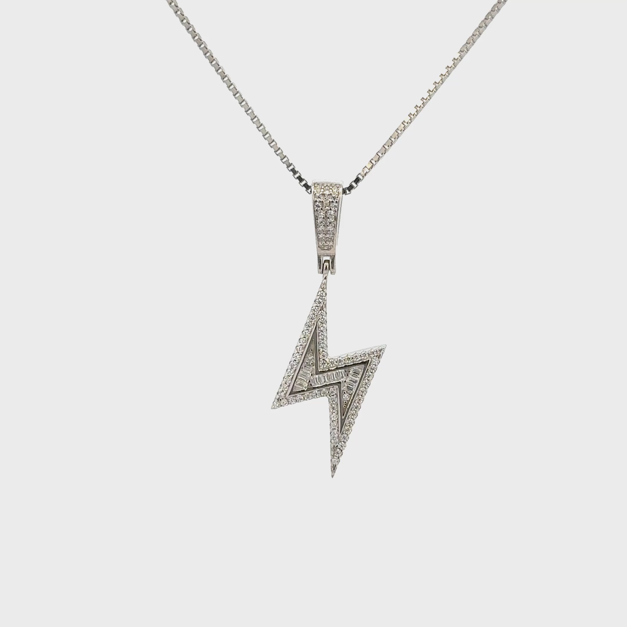 Rhodium Thunder bolt chain with pendent