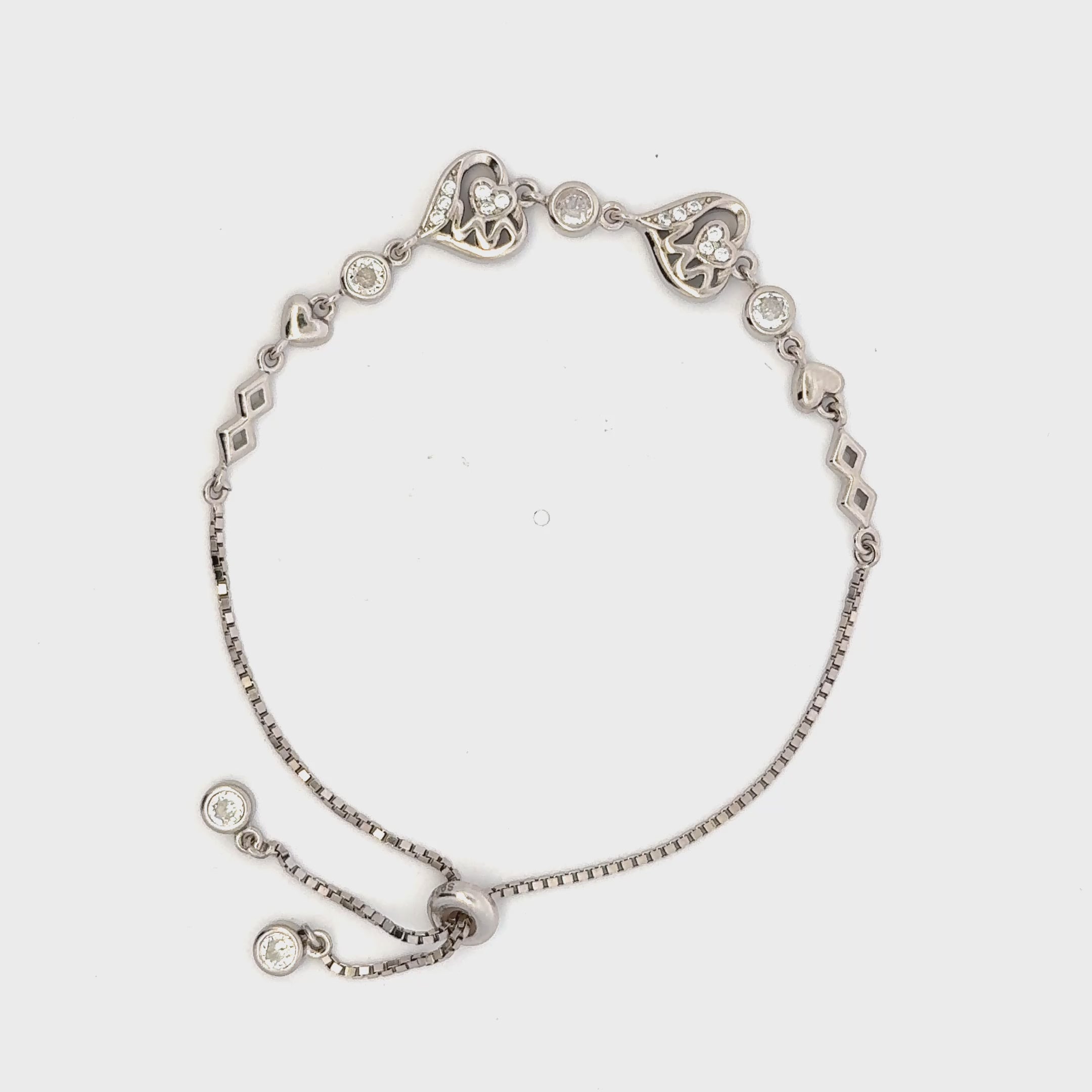 Rhodium Heart charm bracelet