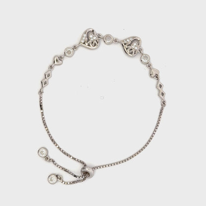 Rhodium Heart charm bracelet
