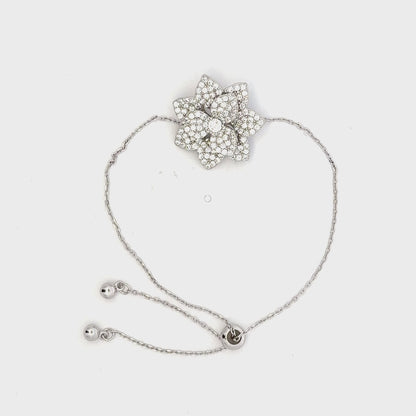 Rhodium Flower charm bracelet