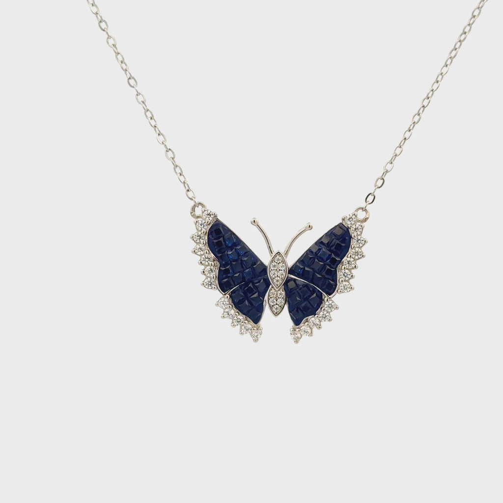 Rhodium Butterfly chain with pendent