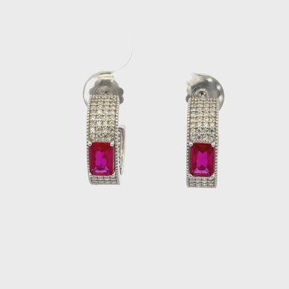 Multistone Hoop Earring