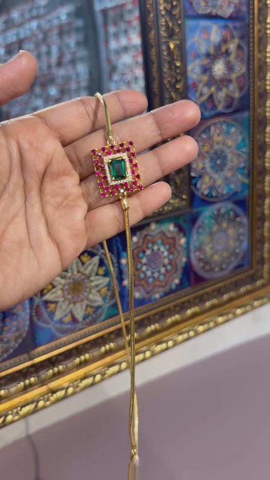 Square stone mugappu Thali Chain