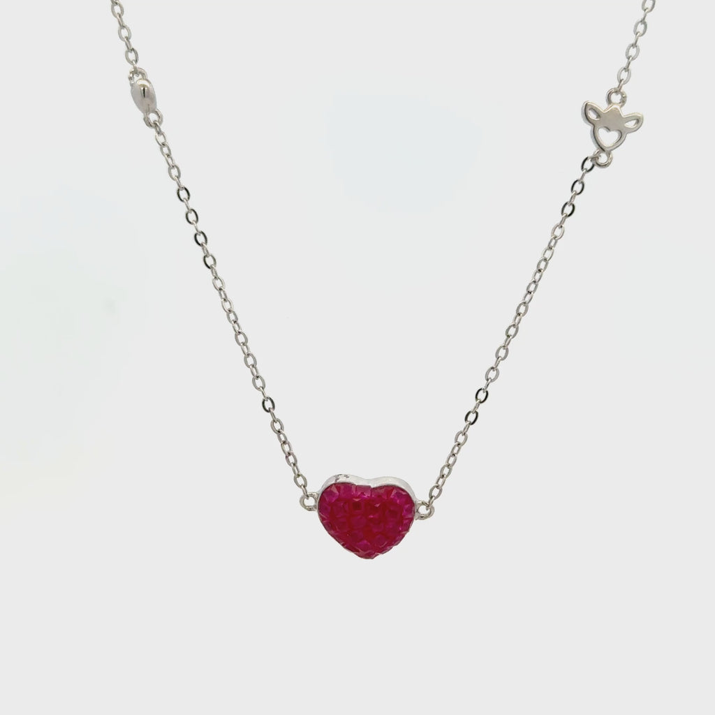 Rhodium heart shape chain with pendent