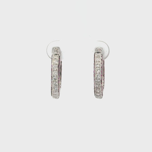 Red Side Stone Bali Earring