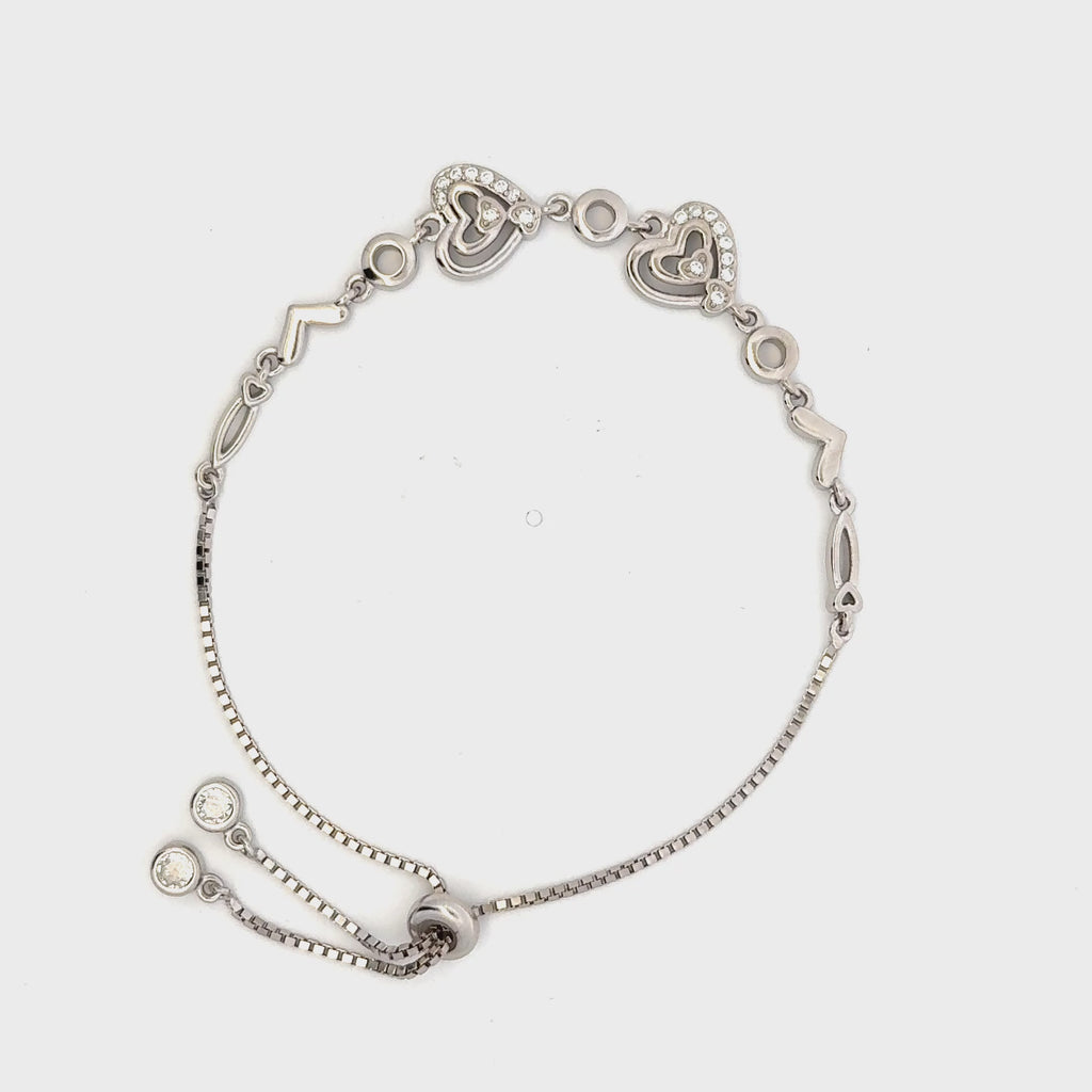 Rhodium Heart charm Bracelet